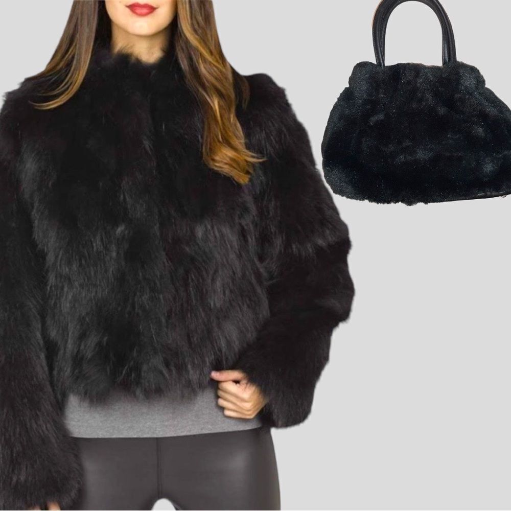 Liz Claiborne beautiful black faux fur jac…